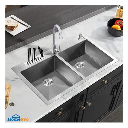 ซิงค์ฝัง 2 หลุม 2 หลุม PARNO AP-8848 สีเงิน_4