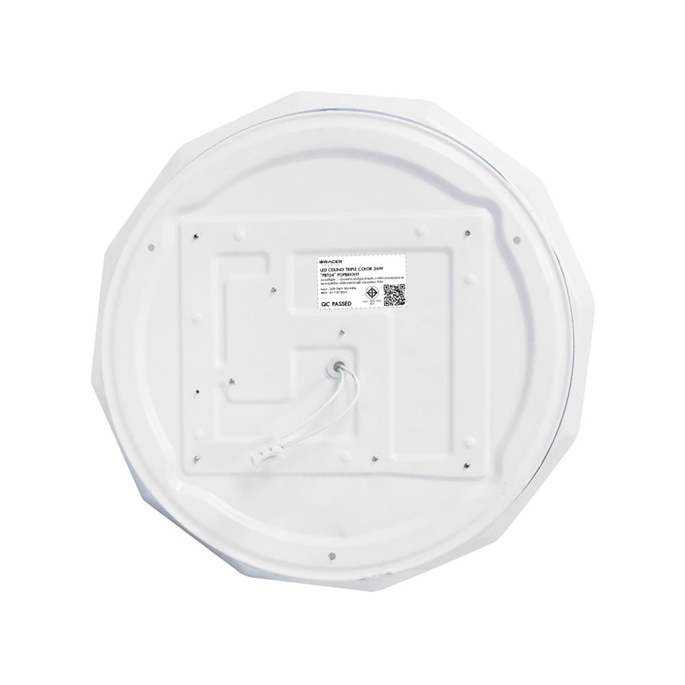 ไฟเพดาน LED RACER POP BRIGHT PBT04 15 นิ้ว 36 วัตต์ DAYLIGHT/COOL WHITE/WARM WHITE สีขาว