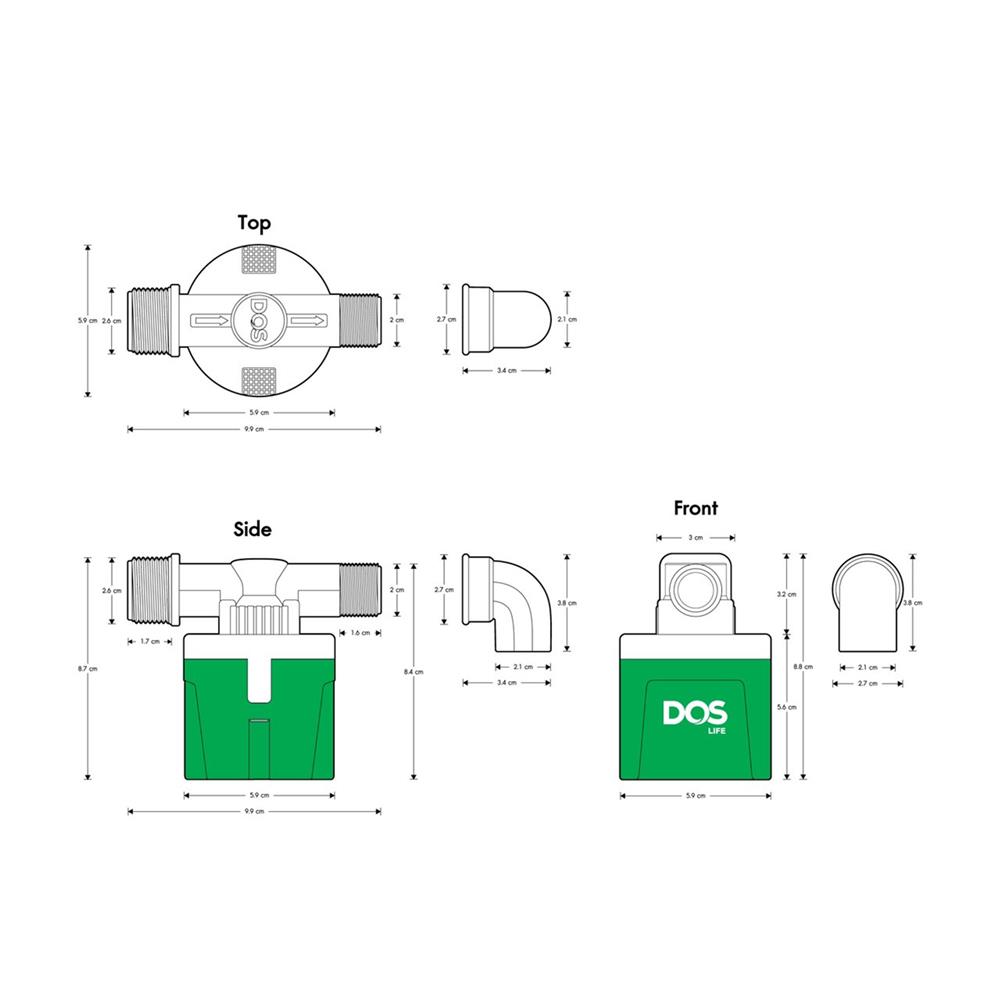 ลูกลอยควบคุมระดับน้ำ DOS PACTO M2023 3/4 นิ้ว สีเขียว