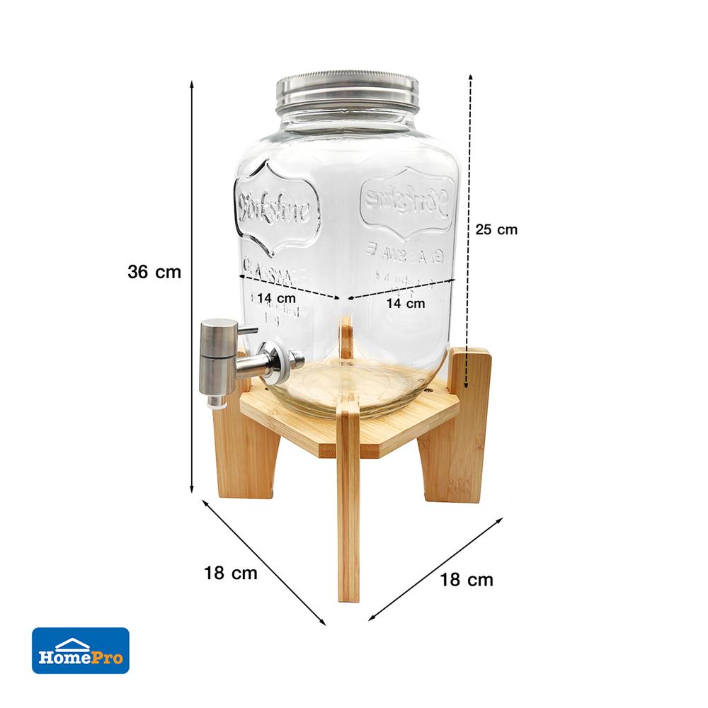 ขวดโหลแก้วมีก๊อก 4 ลิตร KECH BAMBOO RACK