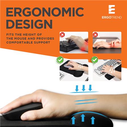 แผ่นรองเมาส์เพื่อสุขภาพพร้อมที่พักข้อมือ ERGOTREND สีดำ_3