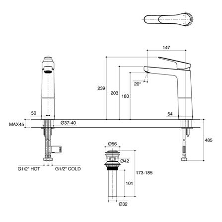 ก๊อกอ่างล้างหน้าผสม KOHLER K-33063T-4-AF_1