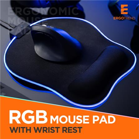 แผ่นรองเมาส์เพื่อสุขภาพพร้อมไฟ RGB ERGOTREND สีดำ_2