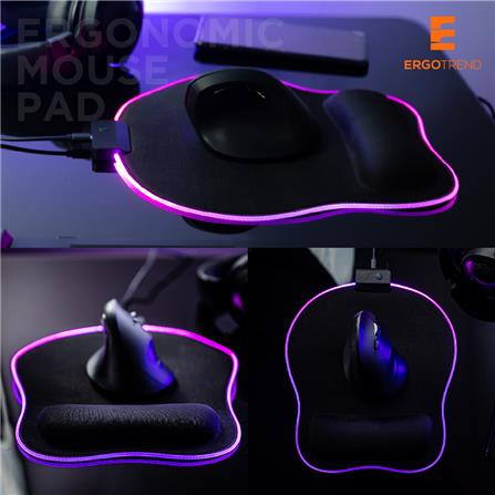 แผ่นรองเมาส์เพื่อสุขภาพพร้อมไฟ RGB ERGOTREND สีดำ_1