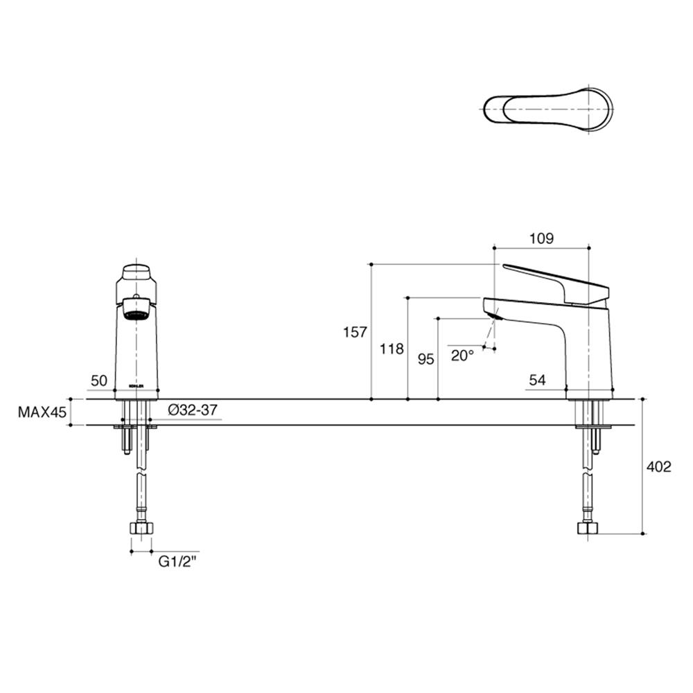 ก๊อกอ่างล้างหน้าผสม KOHLER K-33059T-4-AF