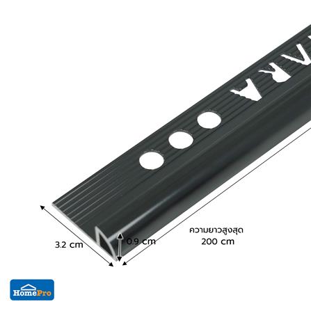 คิ้วอะลูมิเนียมแบบโค้ง TARA 9 มม. 2 ม. สีดำเงา_4