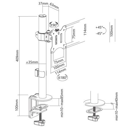 ขาตั้งจอคอมพิวเตอร์แบบหนีบโต๊ะ ERGOTREND สีดำ_5