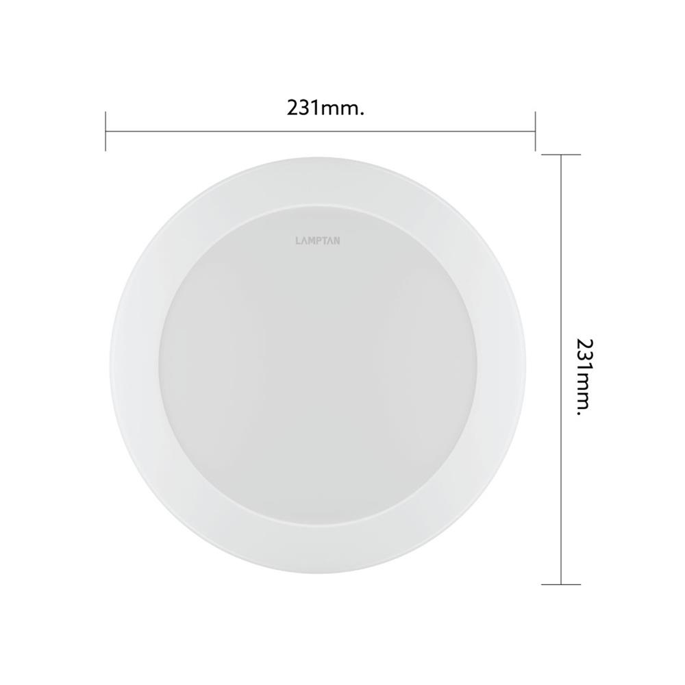 ดาวน์ไลท์ LED LAMPTAN CLICK&GO 9 นิ้ว 18 วัตต์ WARM WHITE สีขาว