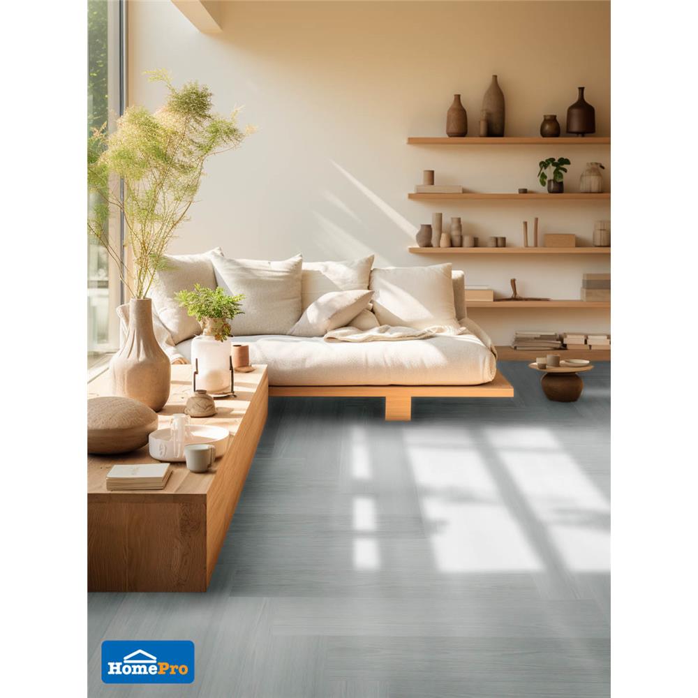 กระเบื้องยางหลังกาว 15.24x91.44 ซม. TARA คลาวน์ เกรย์