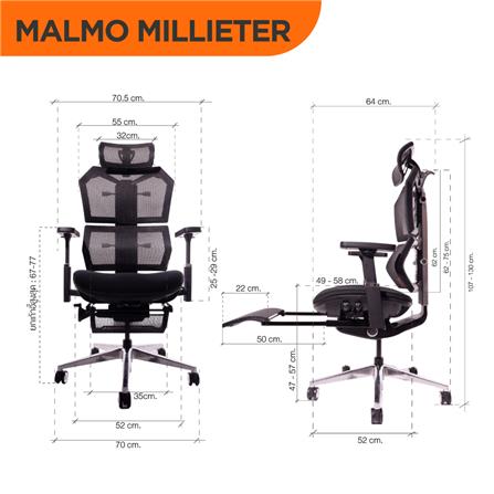 เก้าอี้เพื่อสุขภาพ ERGOTREND MALMO MILLIMETER สีดำ_8