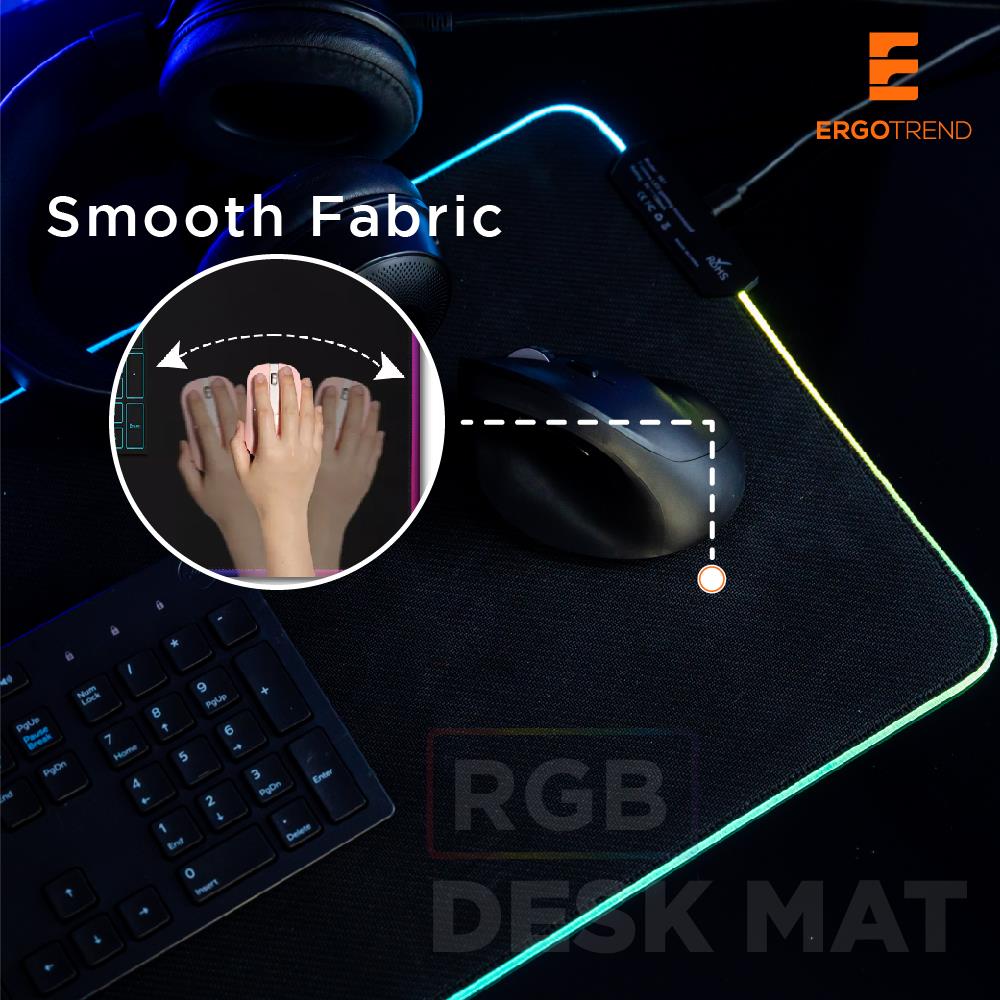 แผ่นรองเมาส์พร้อมไฟ RGB ERGOTREND สีดำ