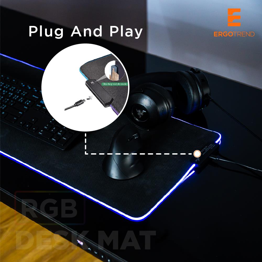 แผ่นรองเมาส์พร้อมไฟ RGB ERGOTREND สีดำ