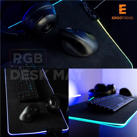 แผ่นรองเมาส์พร้อมไฟ RGB ERGOTREND สีดำ_2