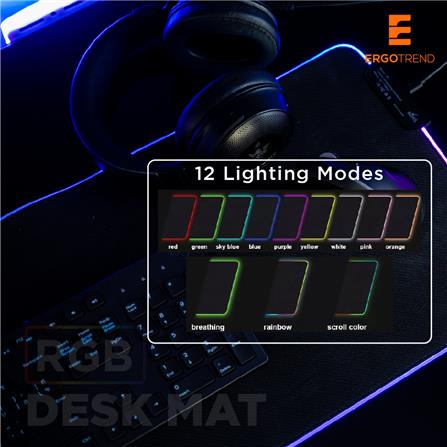 แผ่นรองเมาส์พร้อมไฟ RGB ERGOTREND สีดำ_5