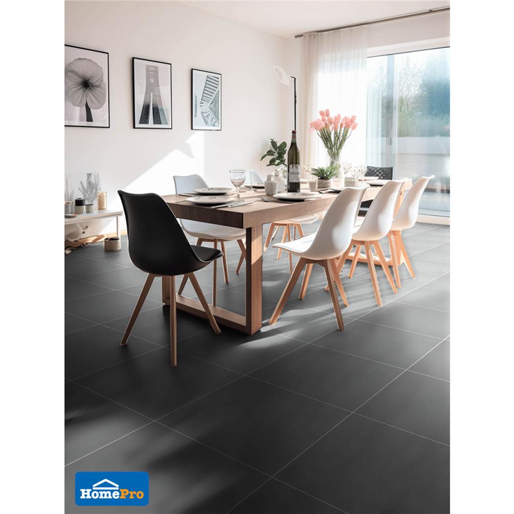 กระเบื้องพื้นพอร์ซเลน 60x60 ซม. TARA ทิมมี่ ดาร์กเกรย์ A 1.44M2