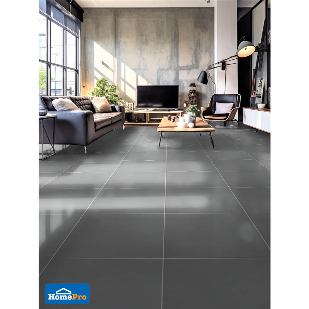 กระเบื้องพื้นพอร์ซเลน 60x60 ซม. TARA ทิมมี่ ดาร์กเกรย์ A 1.44M2