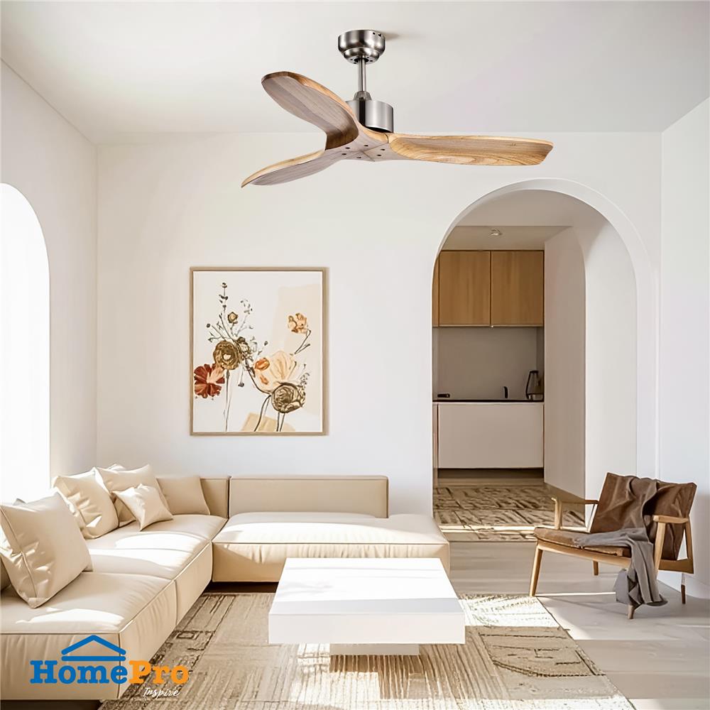 พัดลมไม่มีโคมไฟ CARINI CFD423001-2 42 นิ้ว สีเงิน/ลายไม้