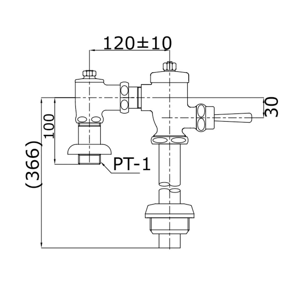 ฟลัชวาล์วโถชายท่อตรง TOTO TS404NSK