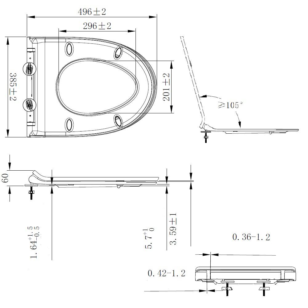 ฝารองนั่งพลาสติก AMERICAN STANDARD ST1000S-WT สีขาว