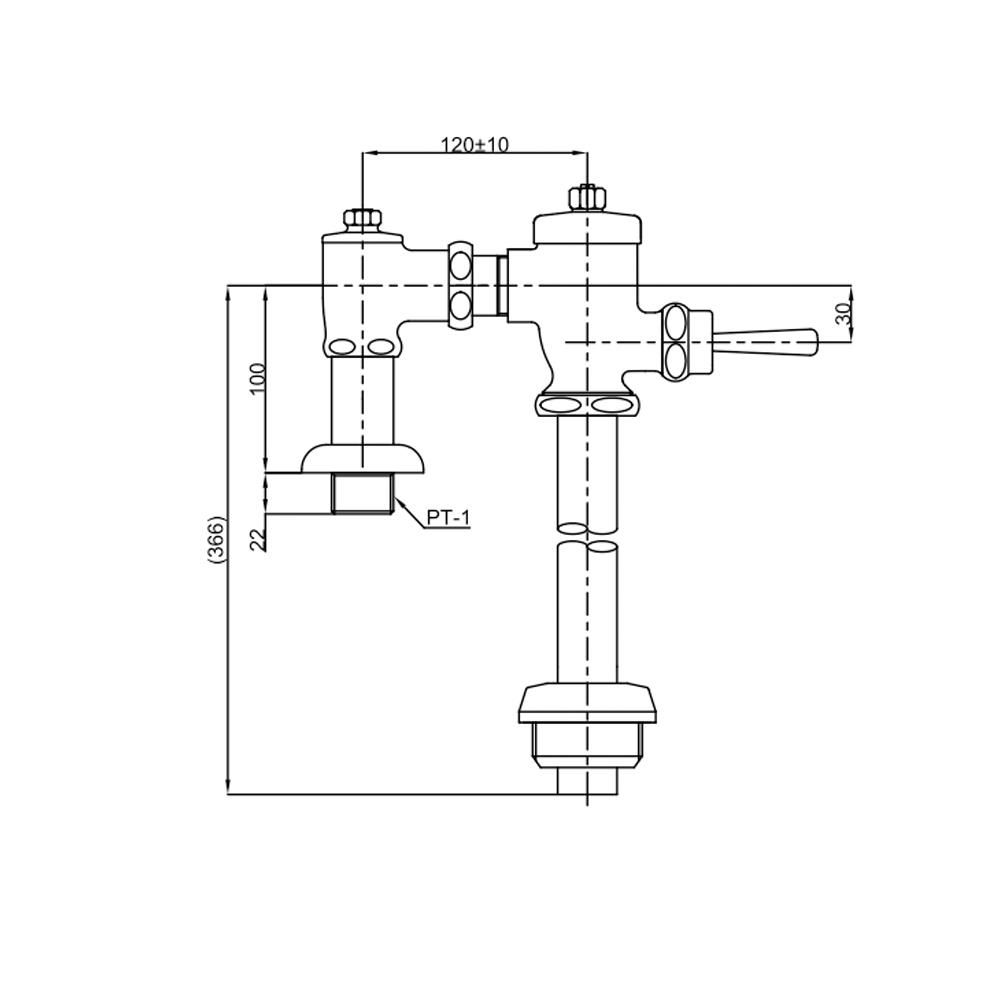 ฟลัชวาล์วโถชายท่อตรง TOTO TS401NSK