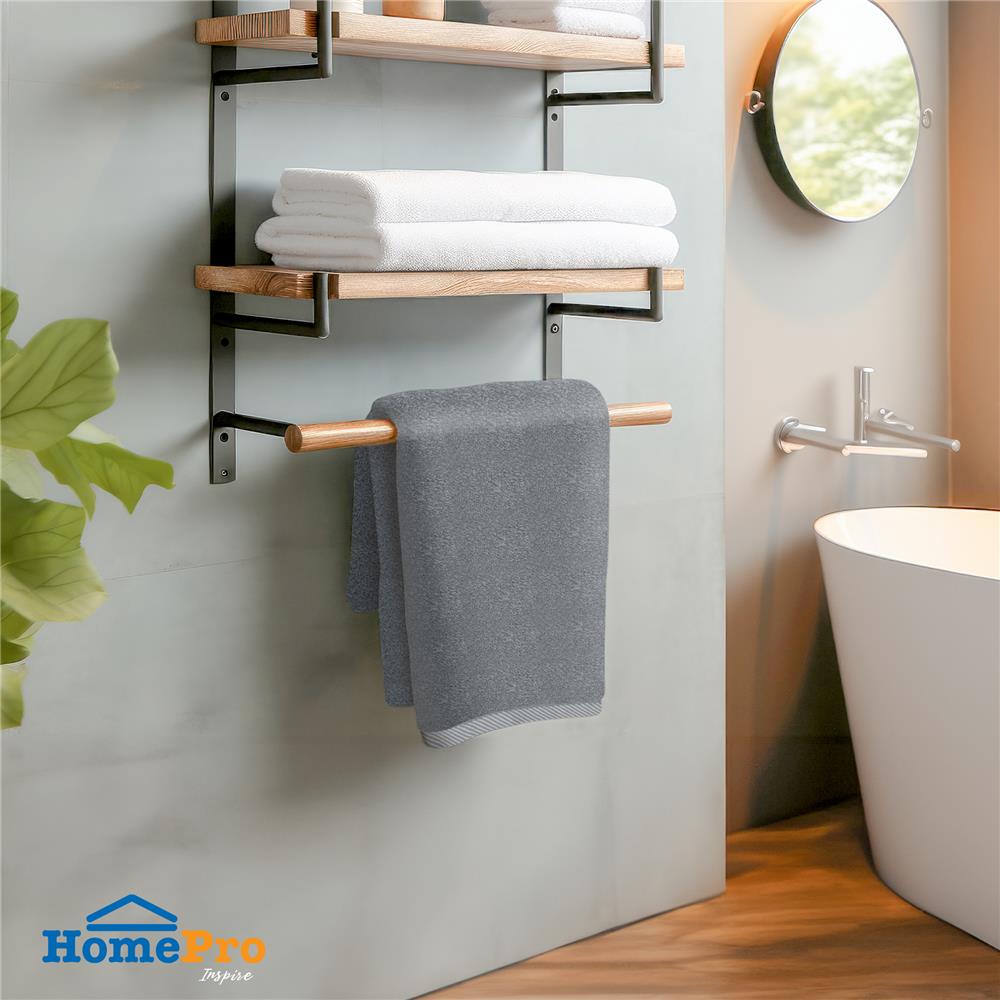 ผ้าขนหนู ME LIVING STRIPE 27X54 นิ้ว สีเทา