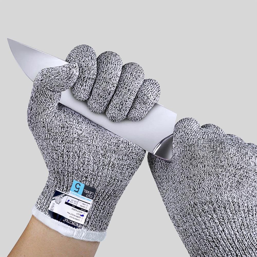 ถุงมือกันบาดระดับ 5 MICROTEX HI-CUT สีขาว/เทา FREE SIZE แพ็ก 2 ชิ้น