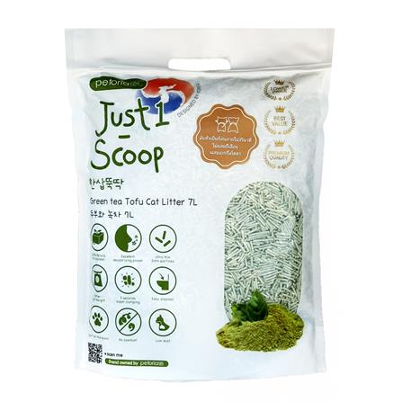 ทรายแมวเต้าหู้ PETORIA JUST 1 SCOOP กลิ่นชาเขียว 7 ลิตร