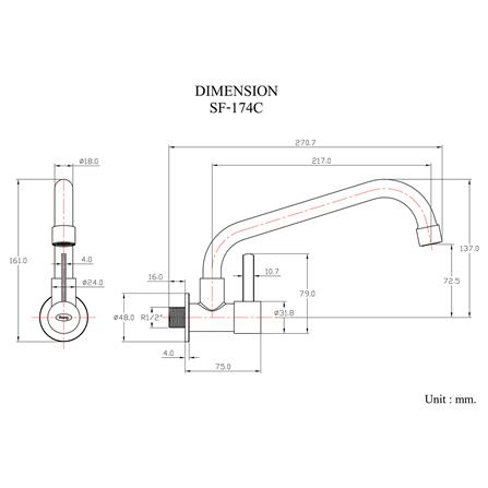 ก๊อกซิงค์เดี่ยวติดผนัง HANG SF-174C สเตนเลส_2