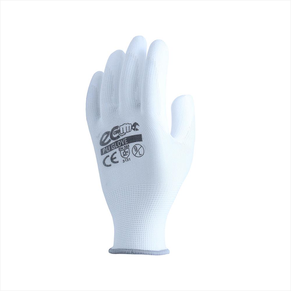 ถุงมือถักเคลือบ PU ECO MICROTEX FREE SIZE สีขาว แพ็ก 12 ชิ้น