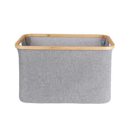 ตะกร้าผ้าเหลี่ยมขอบไม้ PLIM 54x33x33 ซม. สีเทา_2