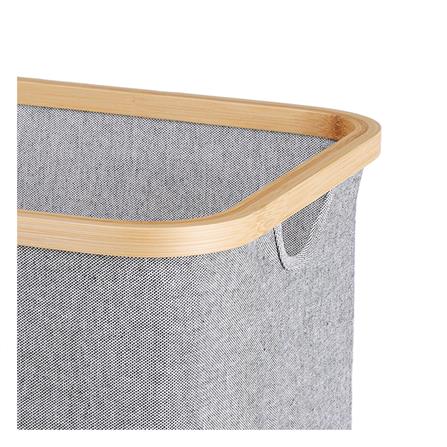 ตะกร้าผ้าเหลี่ยมขอบไม้ PLIM 54x33x33 ซม. สีเทา_3