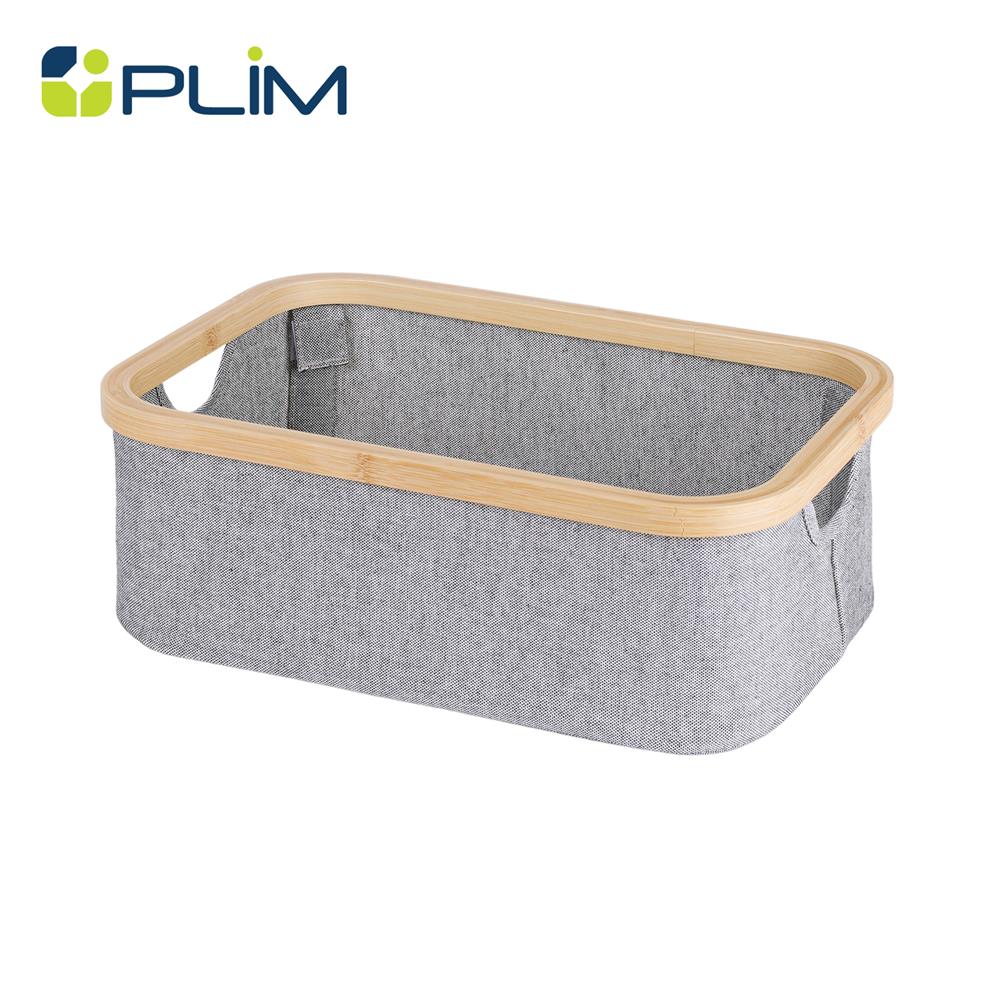 ตะกร้าผ้าเหลี่ยมขอบไม้ PLIM 38x26x13.5 ซม. สีเทา_1