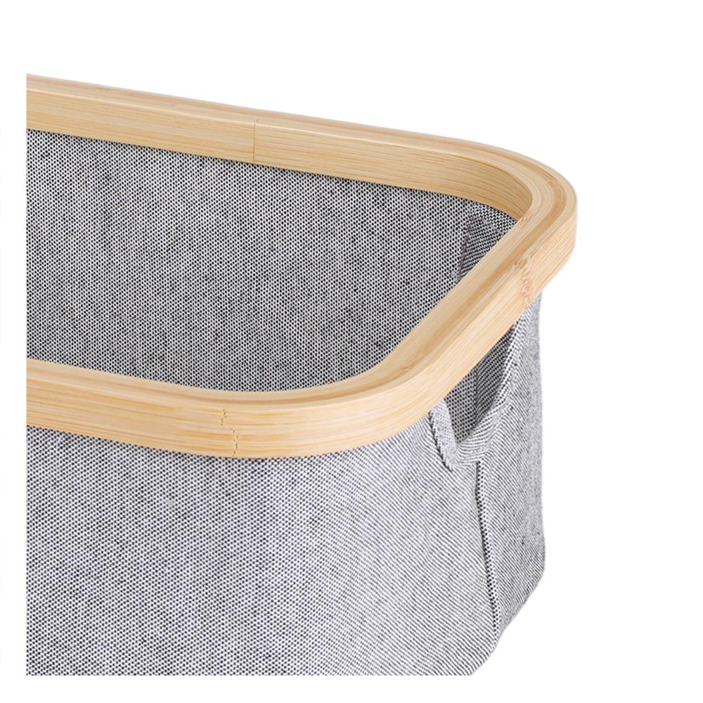 ตะกร้าผ้าเหลี่ยมขอบไม้ PLIM 38x26x13.5 ซม. สีเทา
