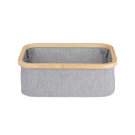 ตะกร้าผ้าเหลี่ยมขอบไม้ PLIM 38x26x13.5 ซม. สีเทา_2