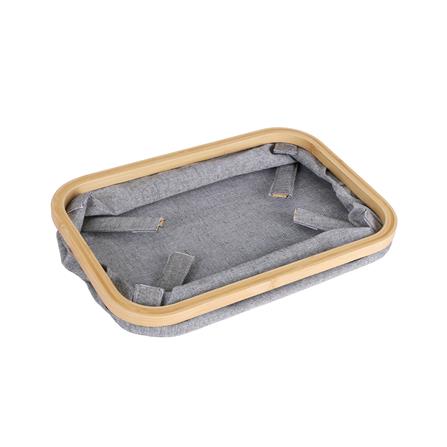 ตะกร้าผ้าเหลี่ยมขอบไม้ PLIM 38x26x13.5 ซม. สีเทา_3
