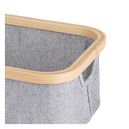 ตะกร้าผ้าเหลี่ยมขอบไม้ PLIM 38x26x13.5 ซม. สีเทา_4