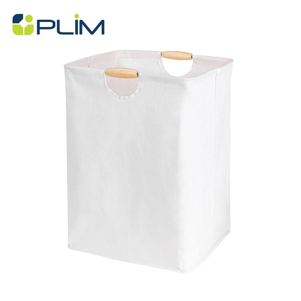 ถังผ้าเหลี่ยมสูง หูไม้ PLIM SIMPLE SIZE XL สีครีม_0