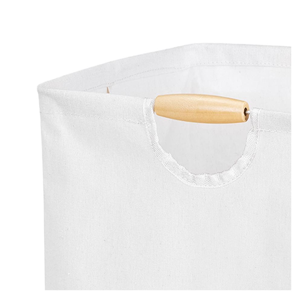 ถังผ้าเหลี่ยมสูง หูไม้ PLIM SIMPLE SIZE XL สีครีม