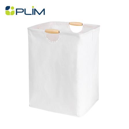 ถังผ้าเหลี่ยมสูง หูไม้ PLIM SIMPLE SIZE XL สีครีม