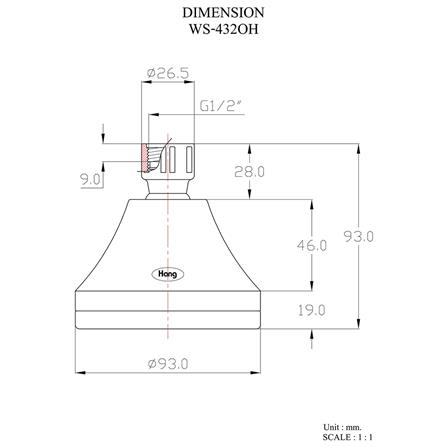 หัวฝักบัวก้านแข็ง HANG WS-432OH 9.3 ซม._3