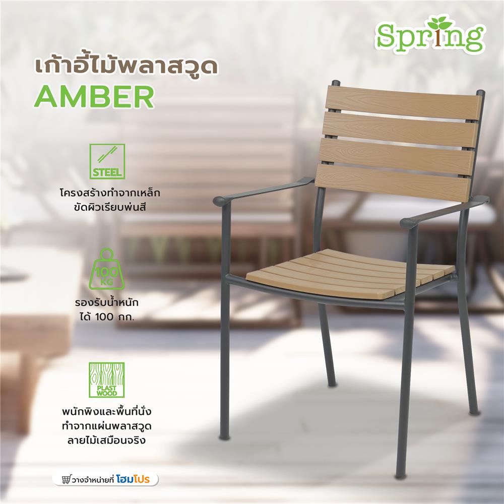 เก้าอี้ไม้พลาสวูด SPRING AMBER สีดำ/น้ำตาล