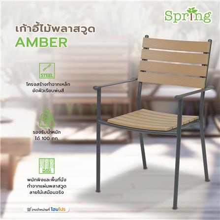 เก้าอี้ไม้พลาสวูด SPRING AMBER สีดำ/น้ำตาล_6
