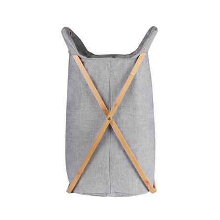 ถังผ้าเหลี่ยมขาไขว้ไม้ PLIM 44x66 ซม. สีเทา_2