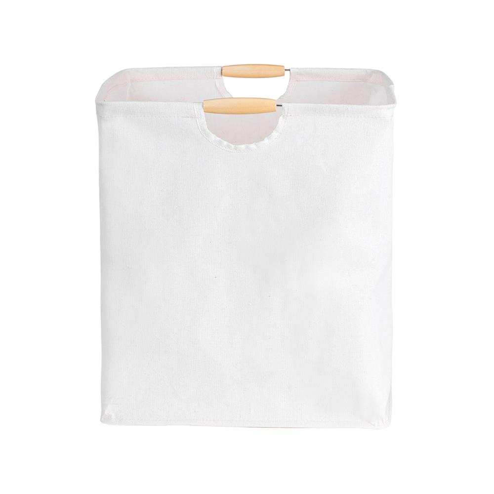 ถังผ้าเหลี่ยมสูง หูไม้ PLIM SIMPLE SIZE L สีครีม