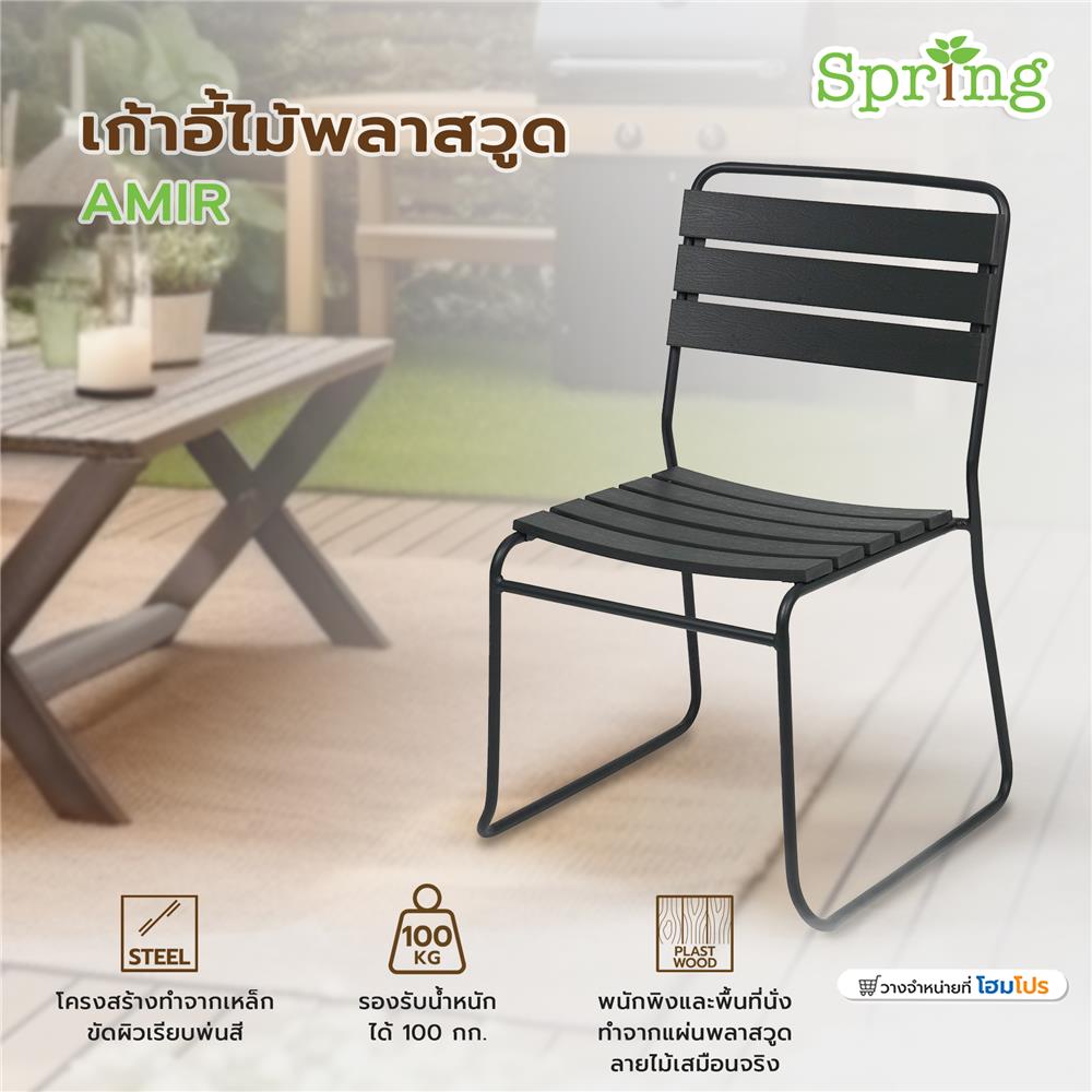 เก้าอี้ไม้พลาสวูด SPRING AMIR สีดำ