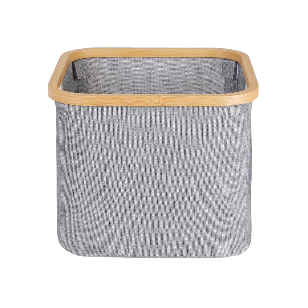 ตะกร้าผ้าเหลี่ยมขอบไม้ PLIM 33x33x27 ซม. สีเทา
