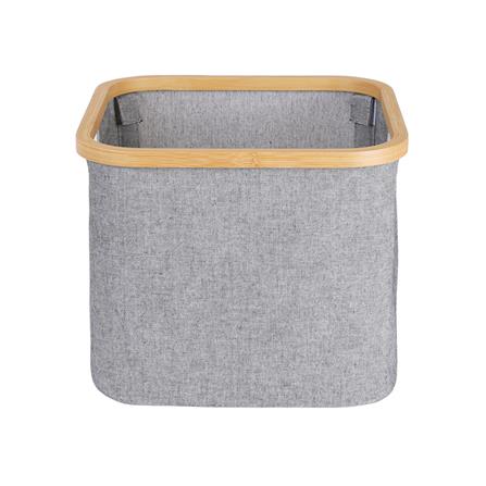ตะกร้าผ้าเหลี่ยมขอบไม้ PLIM 33x33x27 ซม. สีเทา_2
