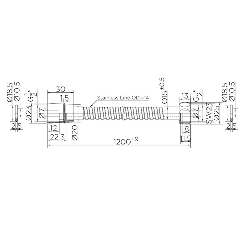 สายฝักบัวสเตนเลส KARAT FAUCET KA-04-307-53 120 ซม.