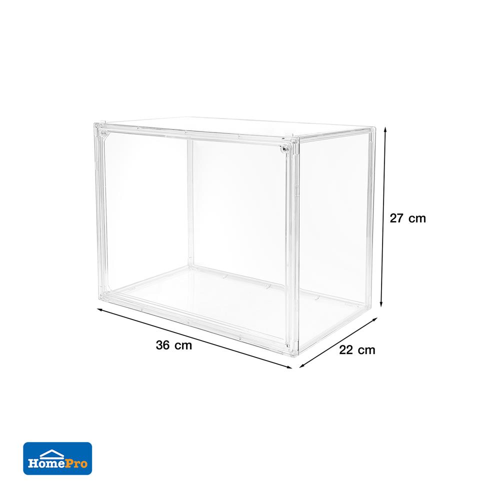 กล่องจัดเก็บกระเป๋าฝาเปิด STACKO S 36x22x27 ซม. สีใส