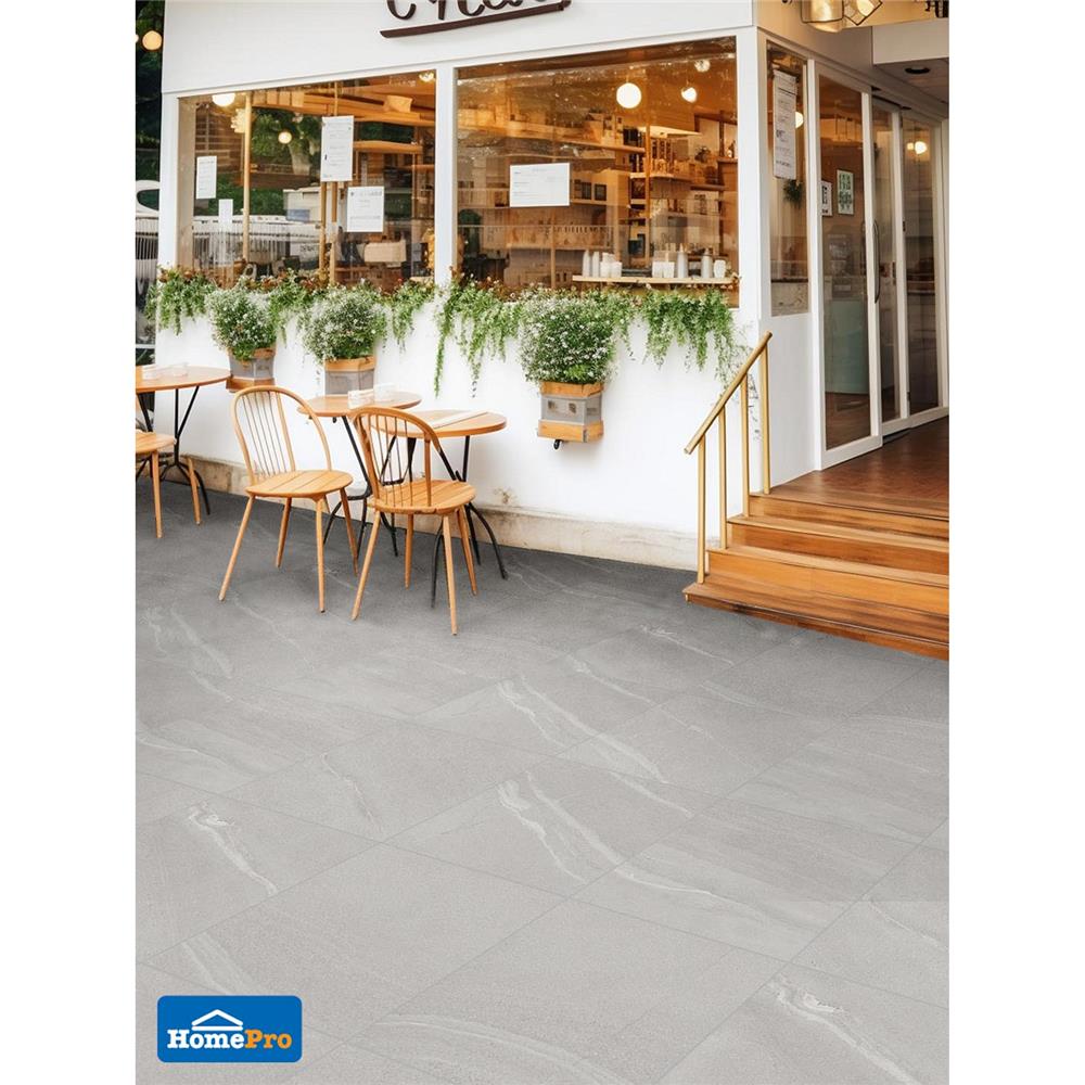 กระเบื้องพื้นพอร์ซเลน 60x60 ซม. TARA คัตสโตน เกรย์  A 1.44M2